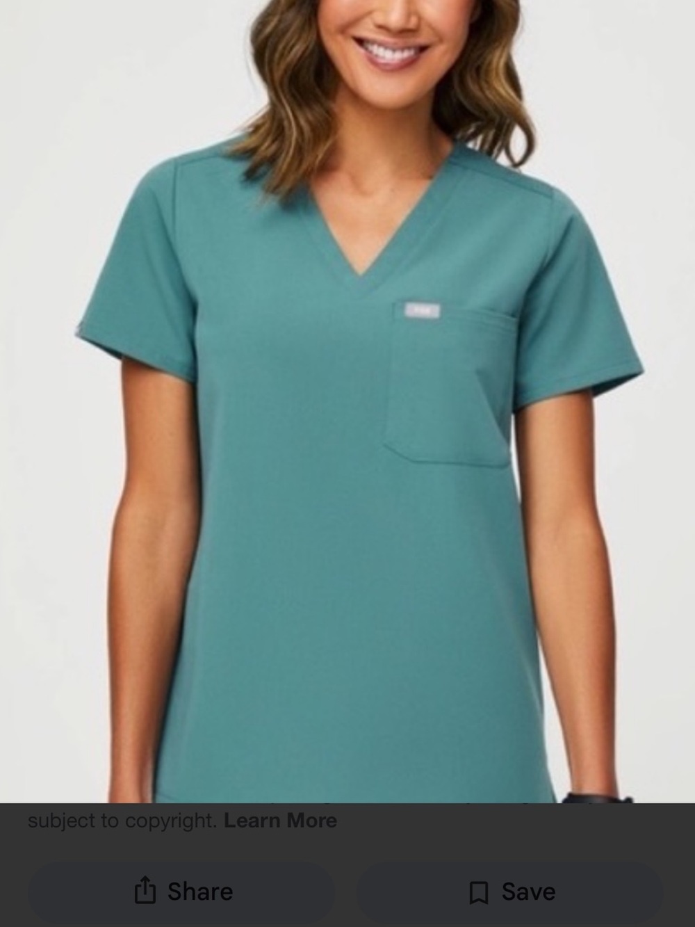 Figs Women's V-Neck Scrub Top in Teal